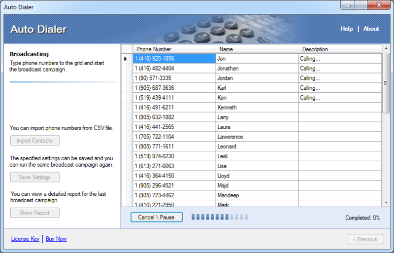 Voice2Phone Auto Dialer Standard 5 Lines Screenshot